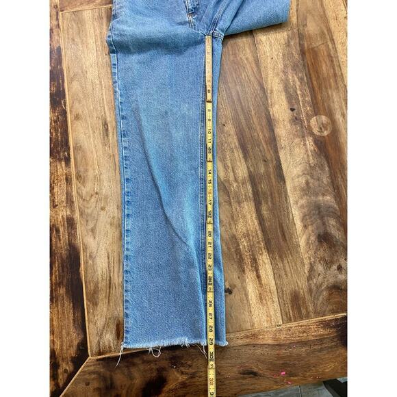 NA-KD Blue High Rise Raw Hem Denim Wide Leg Jeans Size 34 - Picture 5 of 8